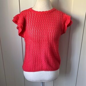 GAP Women's Bright Pink Coral Crochet Blouse